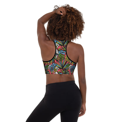 Multicolored Leafy Mix Padded Sports Bra