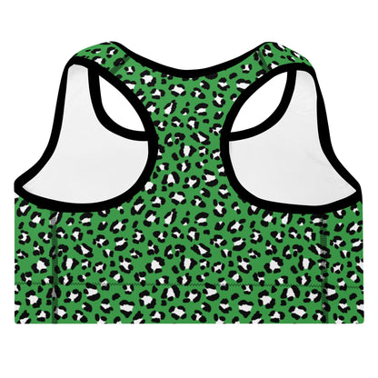 Green Leopard Padded Sports Bra