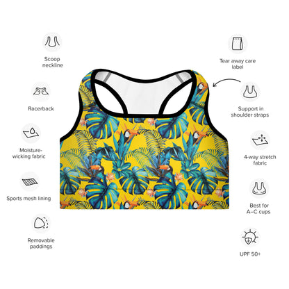 Lemon Leaf Padded Sports Bra