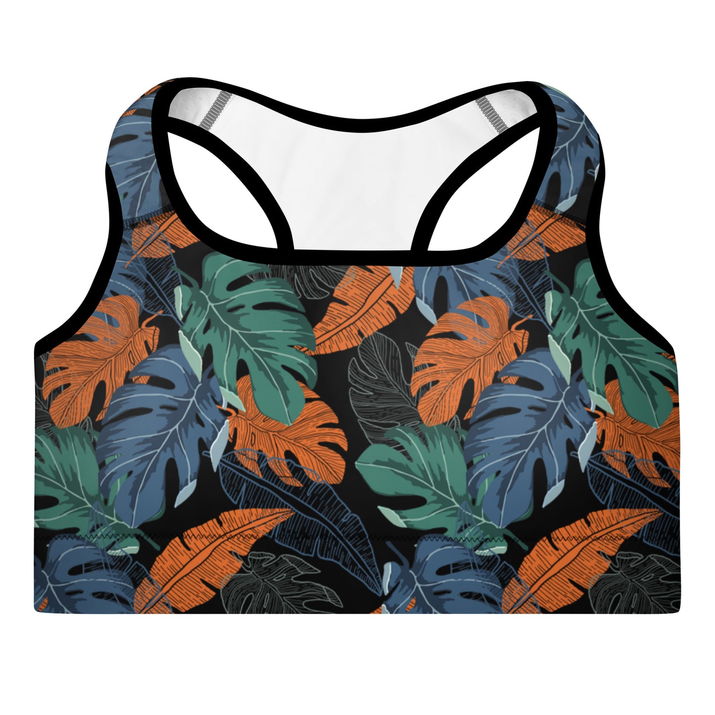 Multicolor Leaf Fusion Padded Sports Bra