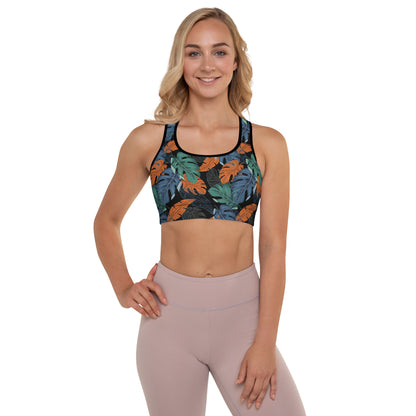 Multicolor Leaf Fusion Padded Sports Bra