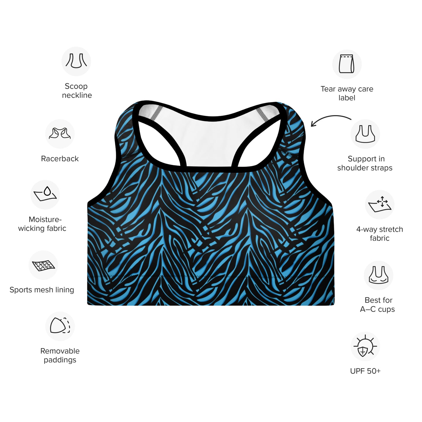 Azure Instinct Blue Padded Sports Bra