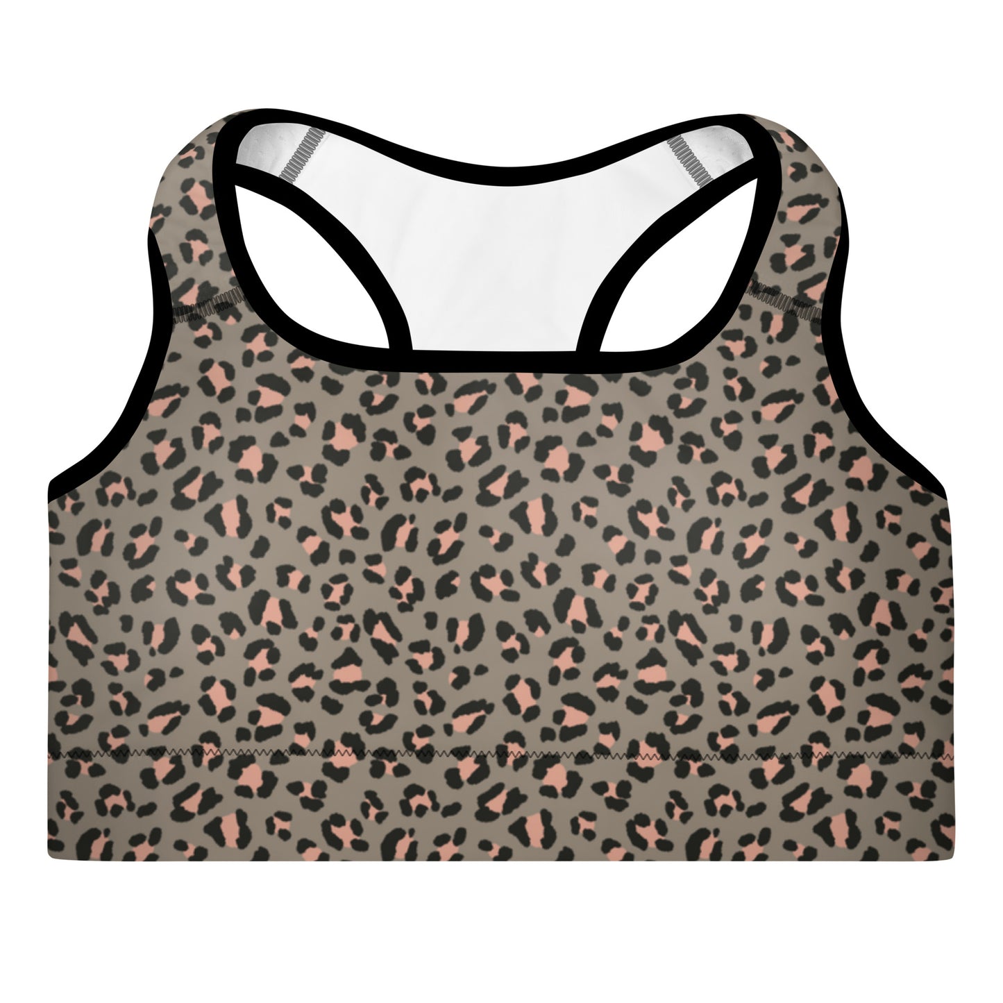 Grey Leopard Power Padded Sports Bra