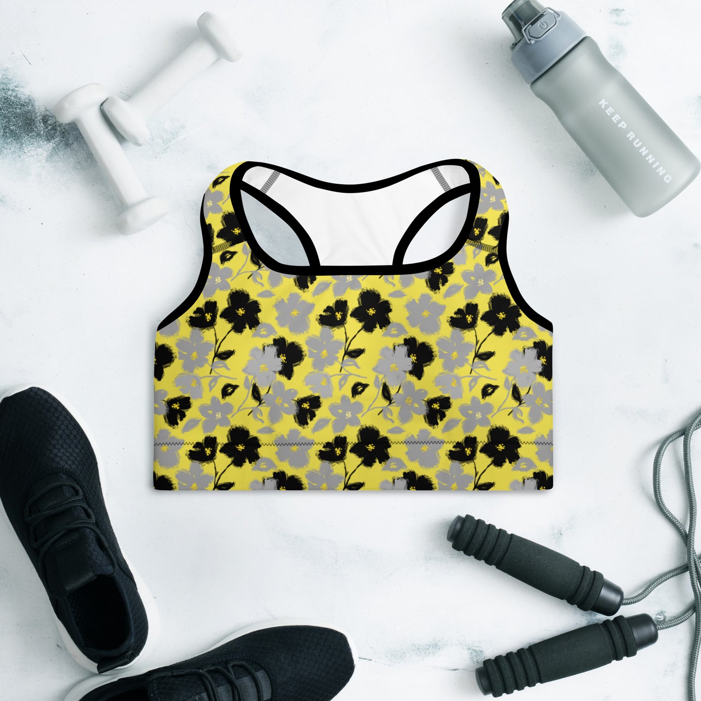 Golden Blossom Padded Sports Bra