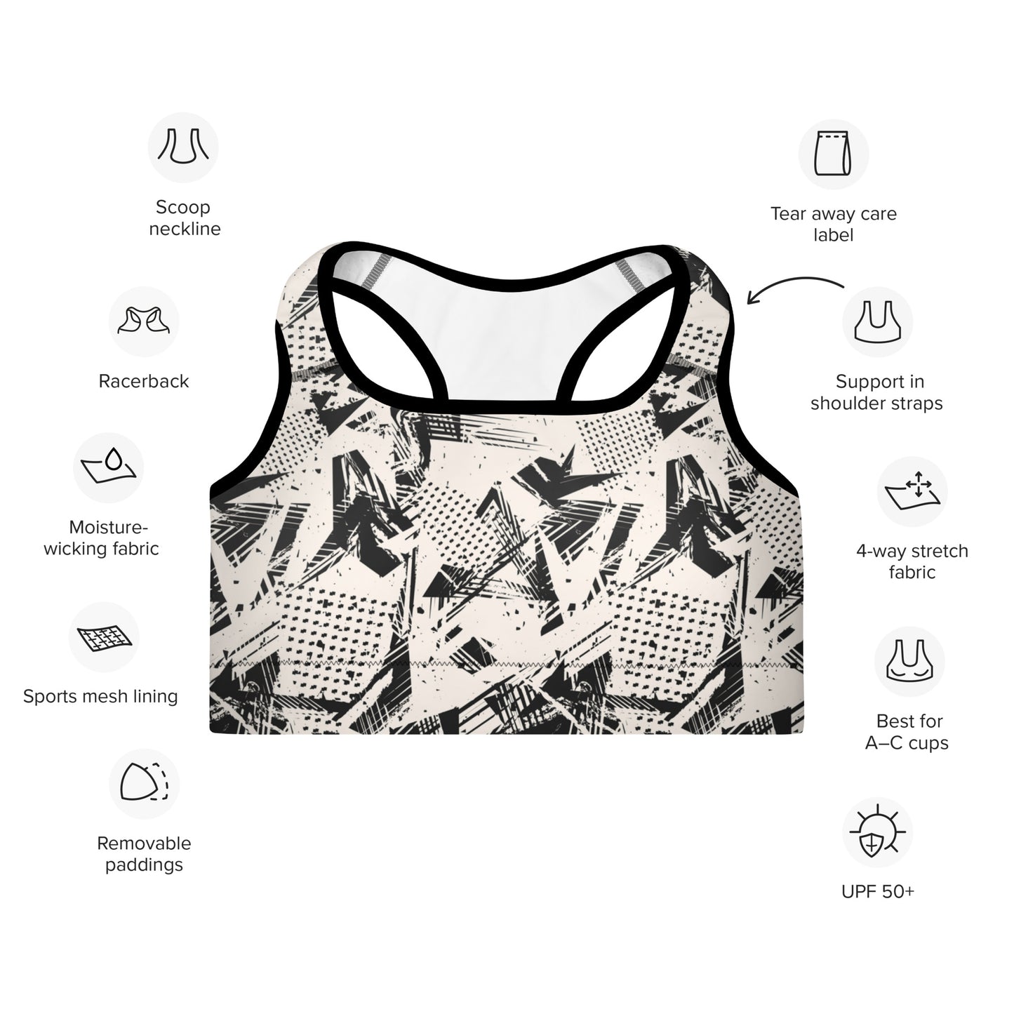 Monochrome Momentum Padded Sports Bra