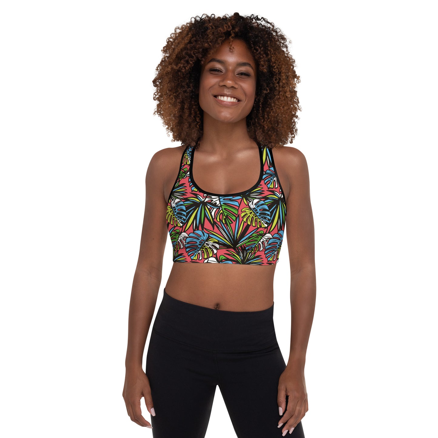 Multicolored Leafy Mix Padded Sports Bra