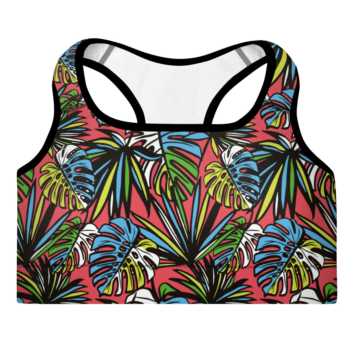 Multicolored Leafy Mix Padded Sports Bra