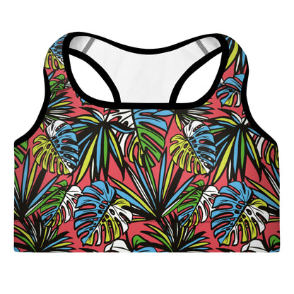 Multicolored Leafy Mix Padded Sports Bra