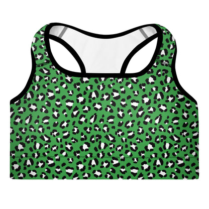 Green Leopard Padded Sports Bra