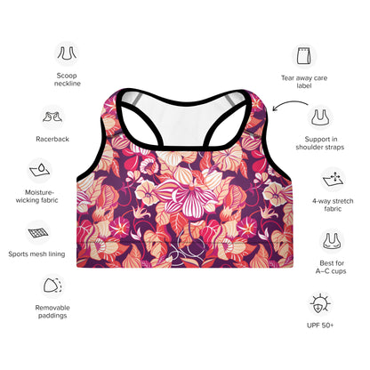 Mystic Petals Padded Sports Bra