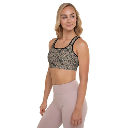 Grey Leopard Power Padded Sports Bra