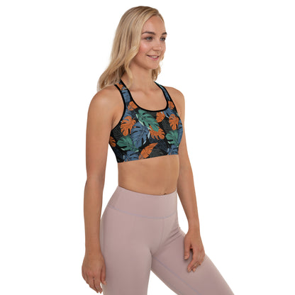 Multicolor Leaf Fusion Padded Sports Bra