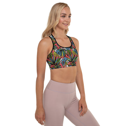 Multicolored Leafy Mix Padded Sports Bra