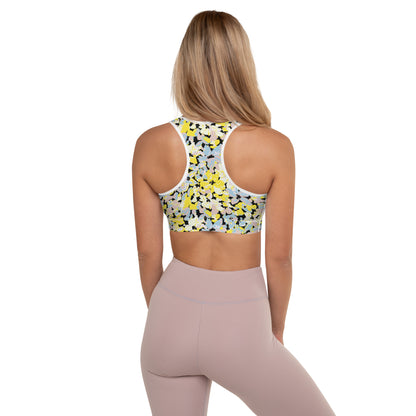 Scattered Floral Pattern Padded Sports Bra