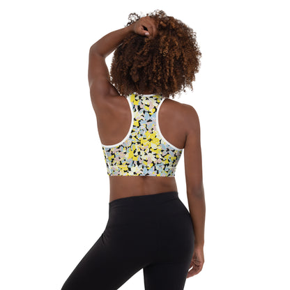 Scattered Floral Pattern Padded Sports Bra