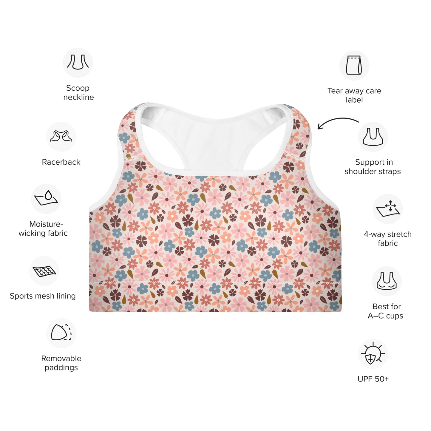 Blooming Garden Padded Sports Bra