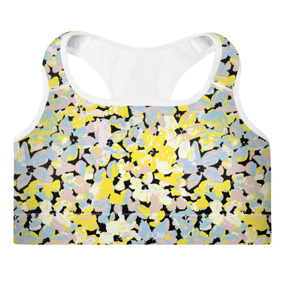 Scattered Floral Pattern Padded Sports Bra