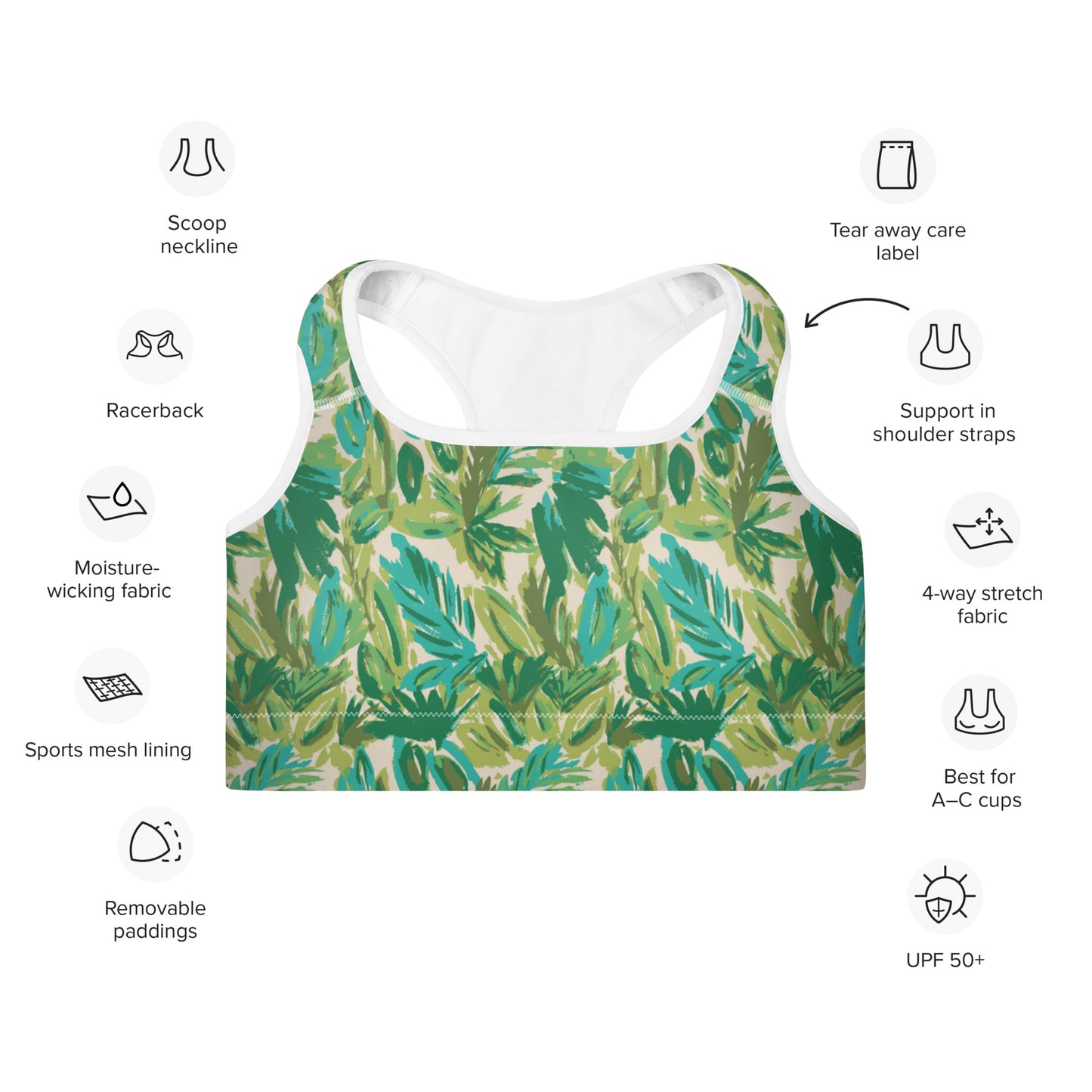 Leafy Luxury Padded Sports Bra