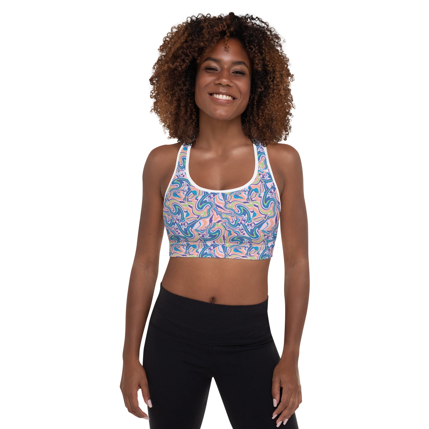 Marble Wave Padded Sports Bra