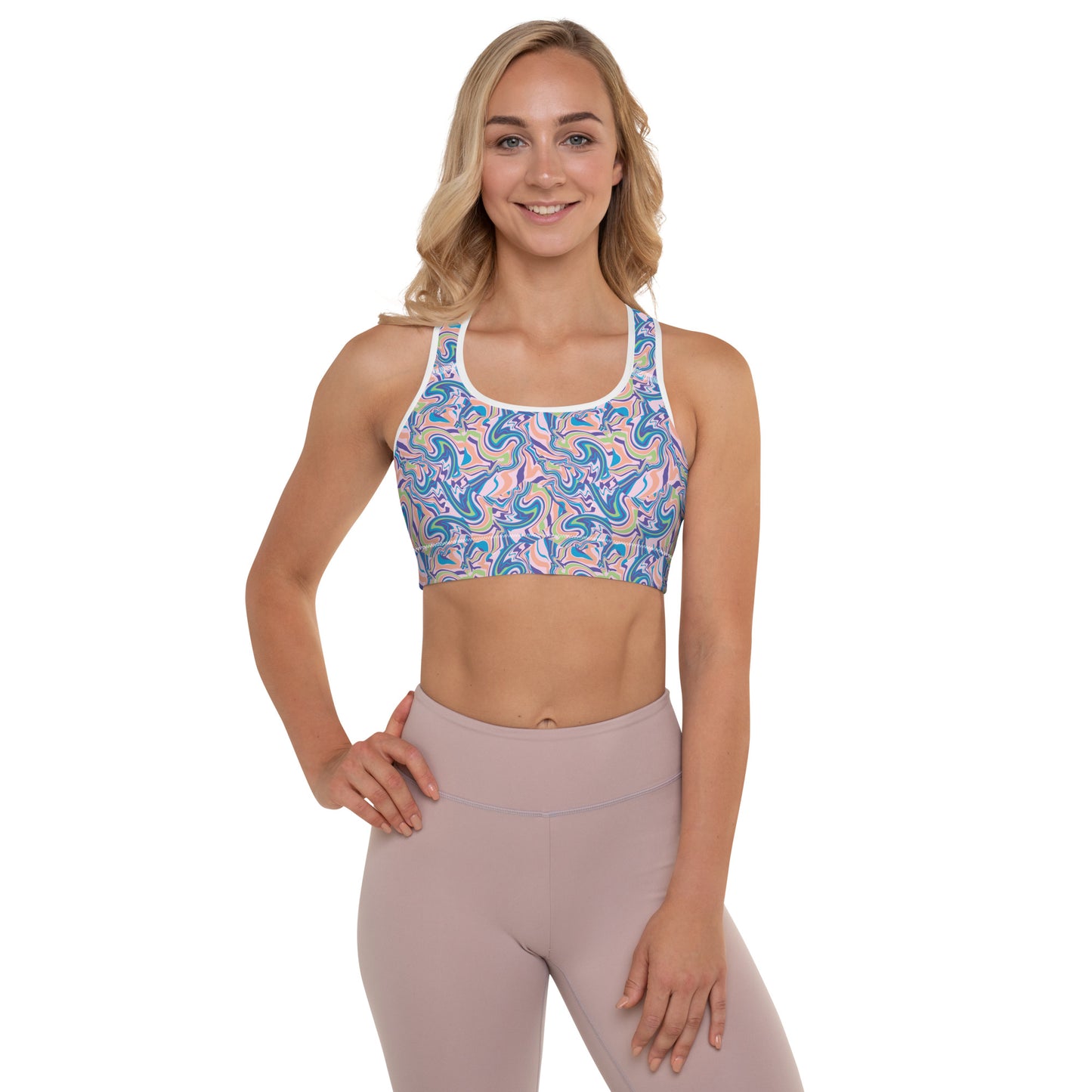 Marble Wave Padded Sports Bra