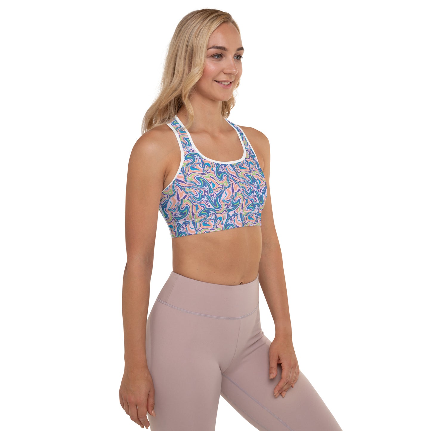 Marble Wave Padded Sports Bra