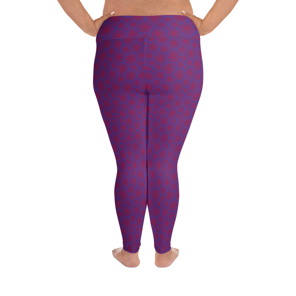 Aqua Waves High-Waisted Plus Size Leggings