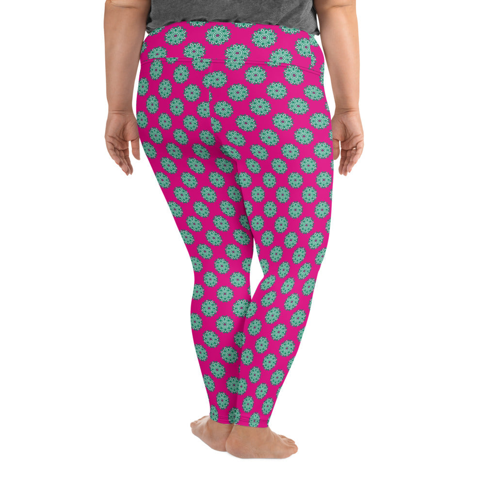 Boho Blossom High-Waisted Plus Size Leggings