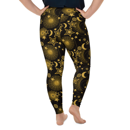 Starry Night Galaxy High-Waisted Plus Size Leggings for Curvy Queens