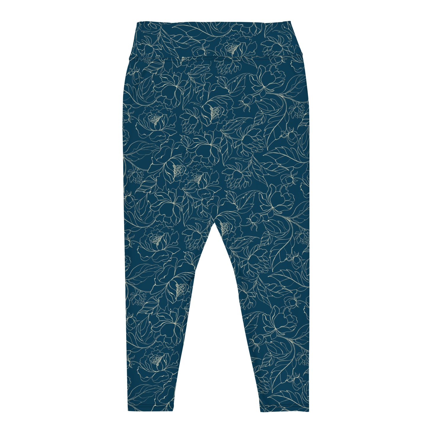 Turquoise Blossom Delight High-Waisted Plus Size Leggings