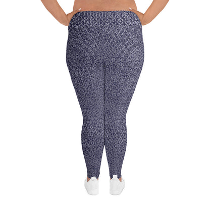 Azure Garden High-Waisted Plus Size Leggings