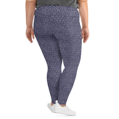 Azure Garden High-Waisted Plus Size Leggings