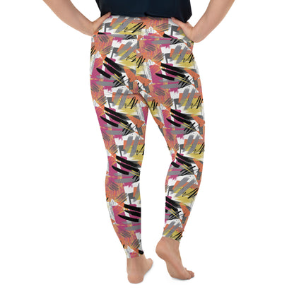 Colorful Expressionist High-Waisted Plus Size Leggings