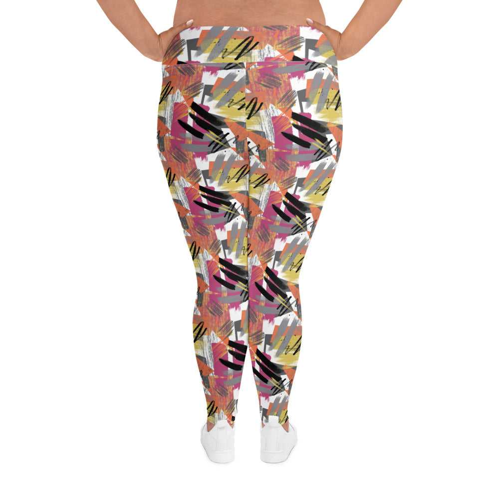 Colorful Expressionist High-Waisted Plus Size Leggings