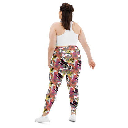 Colorful Expressionist High-Waisted Plus Size Leggings