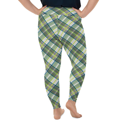 Urban Grid Checkered High-Waisted Plus Size Leggings