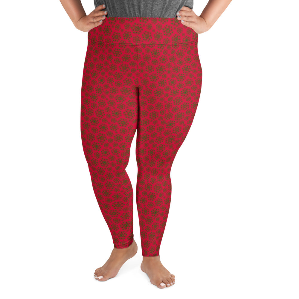 Rosebud Romance High-Waisted Plus Size Leggings