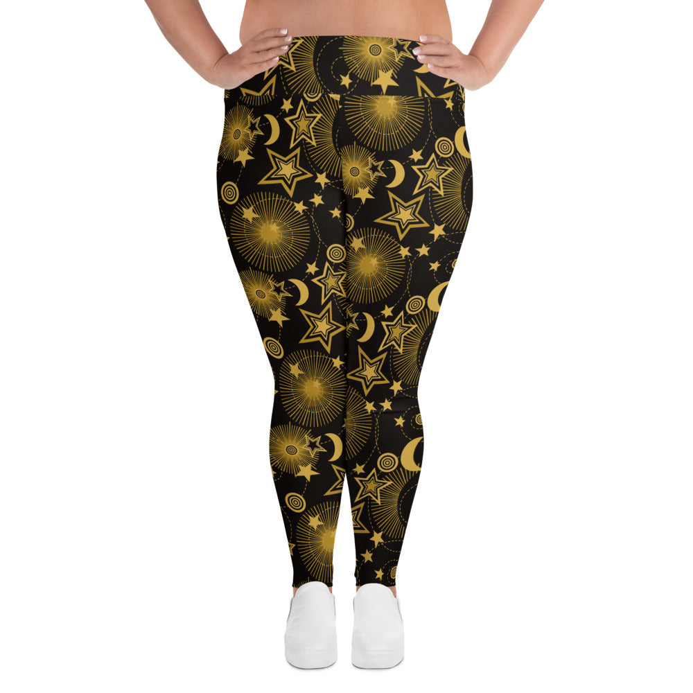 Starry Night Galaxy High-Waisted Plus Size Leggings for Curvy Queens