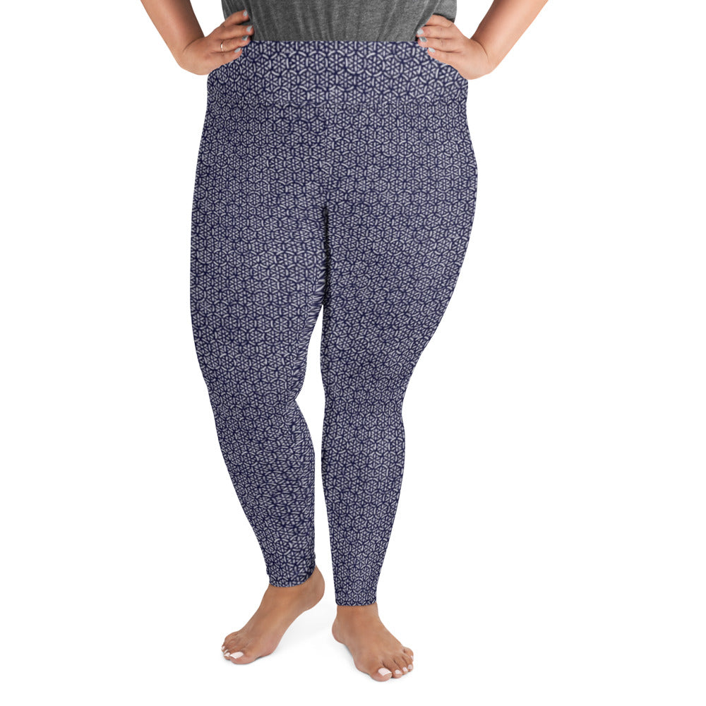 Azure Garden High-Waisted Plus Size Leggings