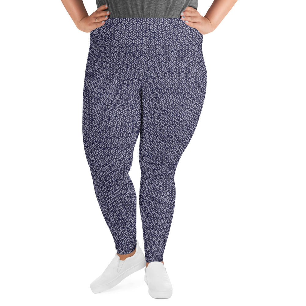 Azure Garden High-Waisted Plus Size Leggings