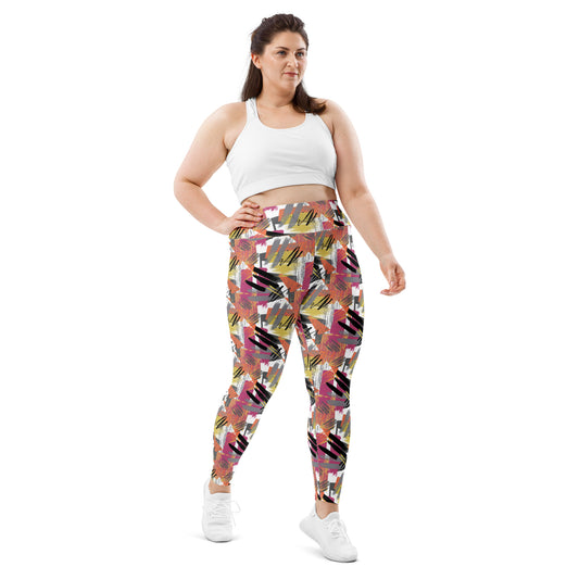 Colorful Expressionist High-Waisted Plus Size Leggings