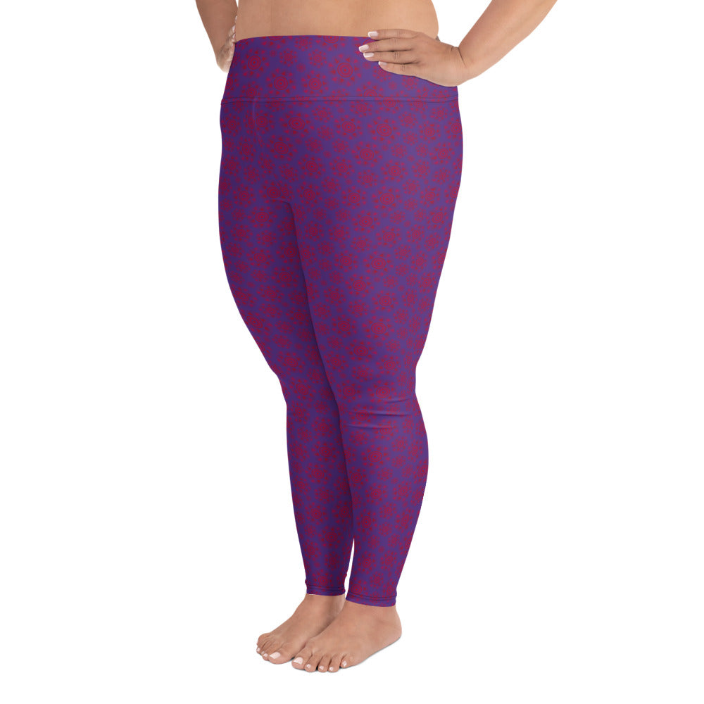 Aqua Waves High-Waisted Plus Size Leggings