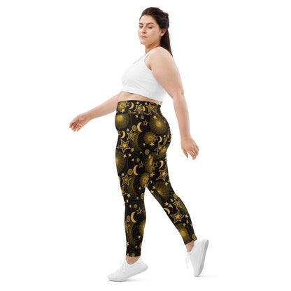 Starry Night Galaxy High-Waisted Plus Size Leggings for Curvy Queens