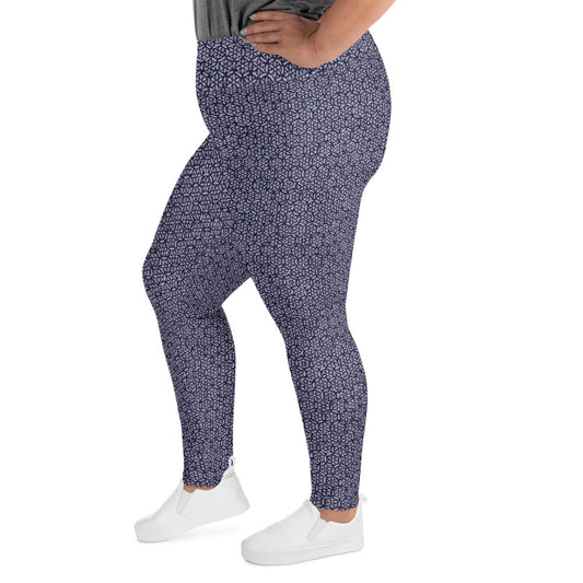 Azure Garden High-Waisted Plus Size Leggings