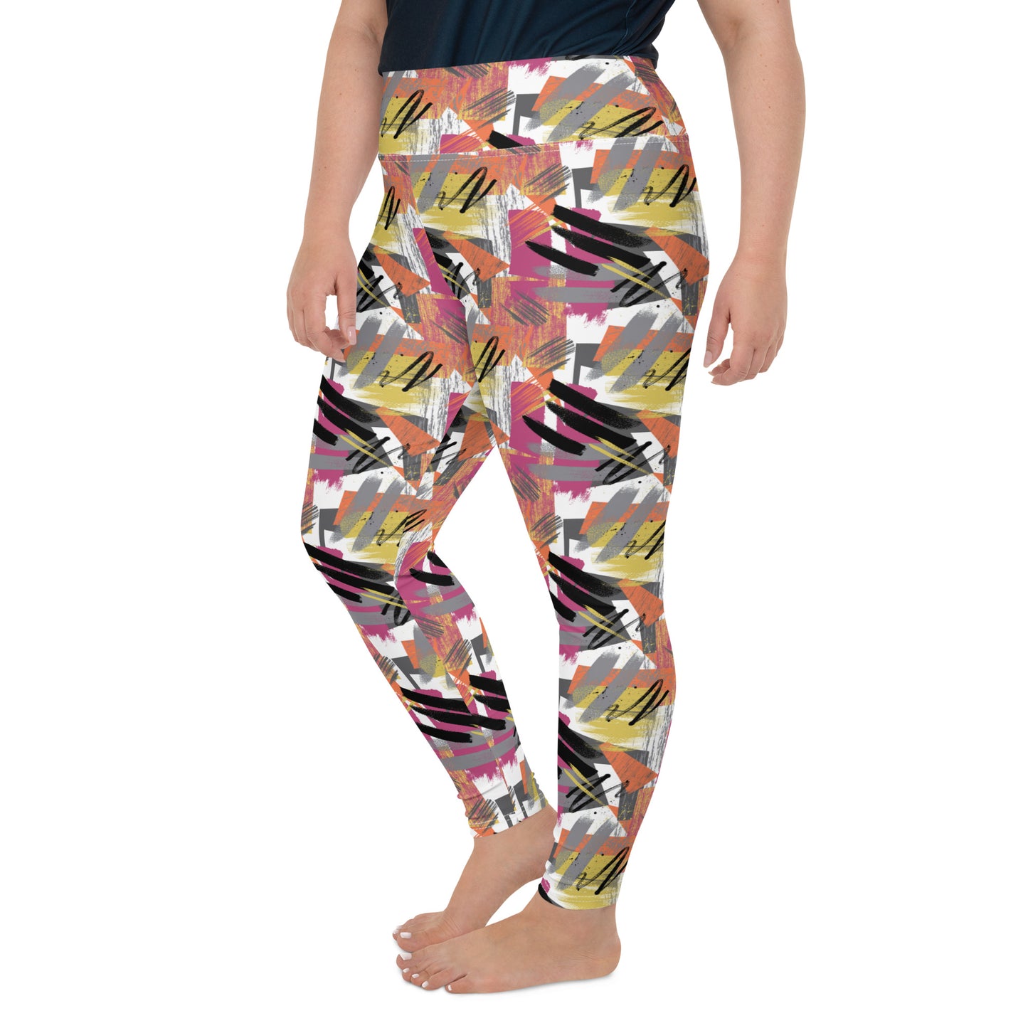 Colorful Expressionist High-Waisted Plus Size Leggings