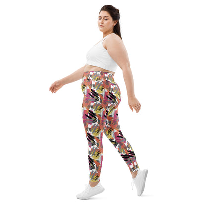 Colorful Expressionist High-Waisted Plus Size Leggings