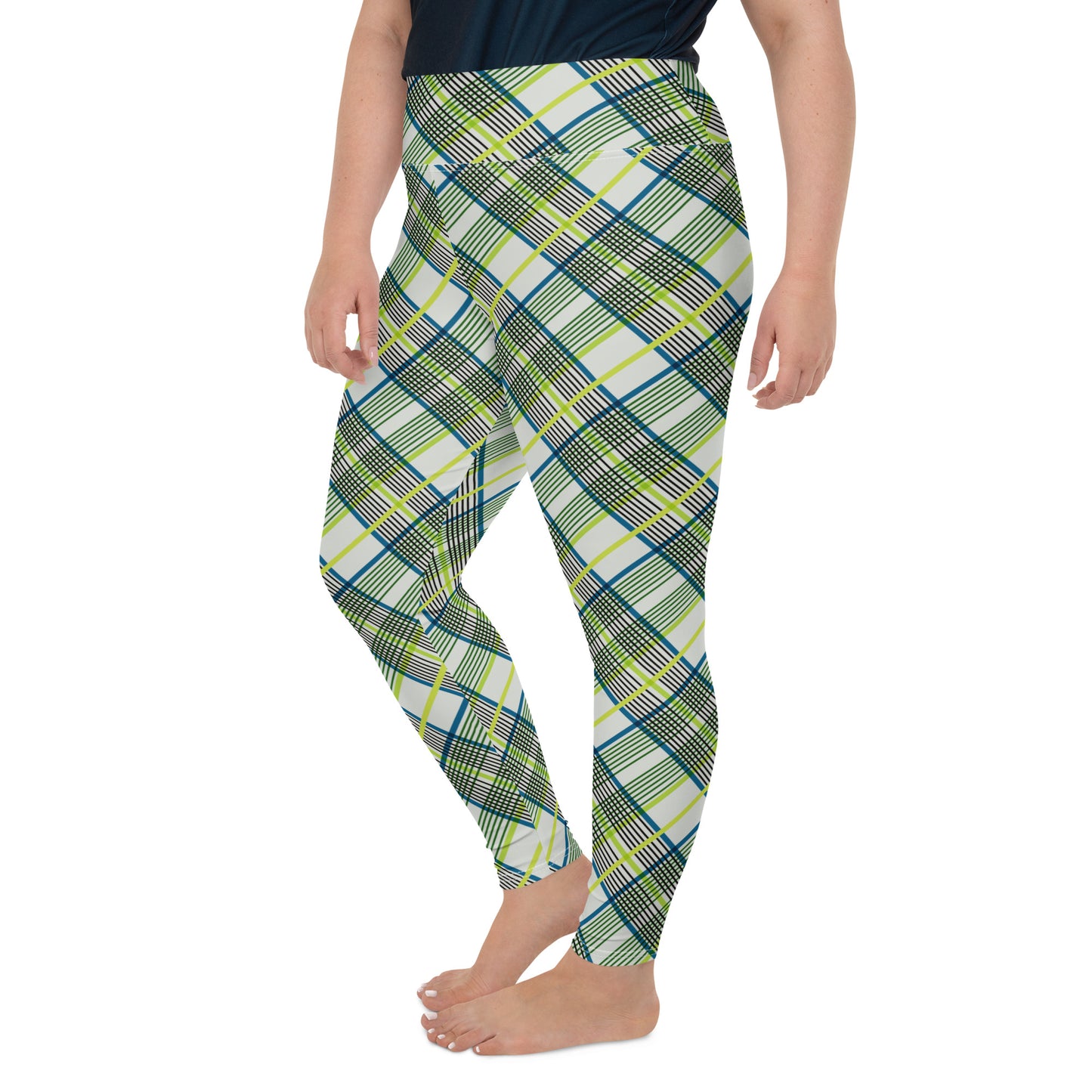 Urban Grid Checkered High-Waisted Plus Size Leggings