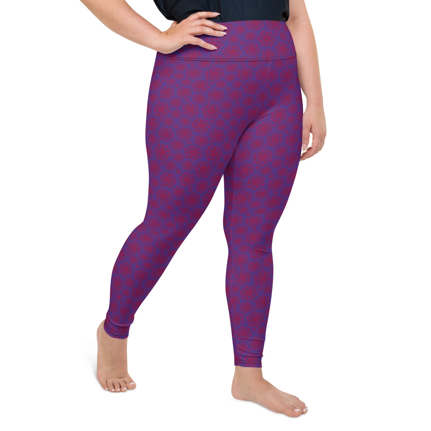 Aqua Waves High-Waisted Plus Size Leggings