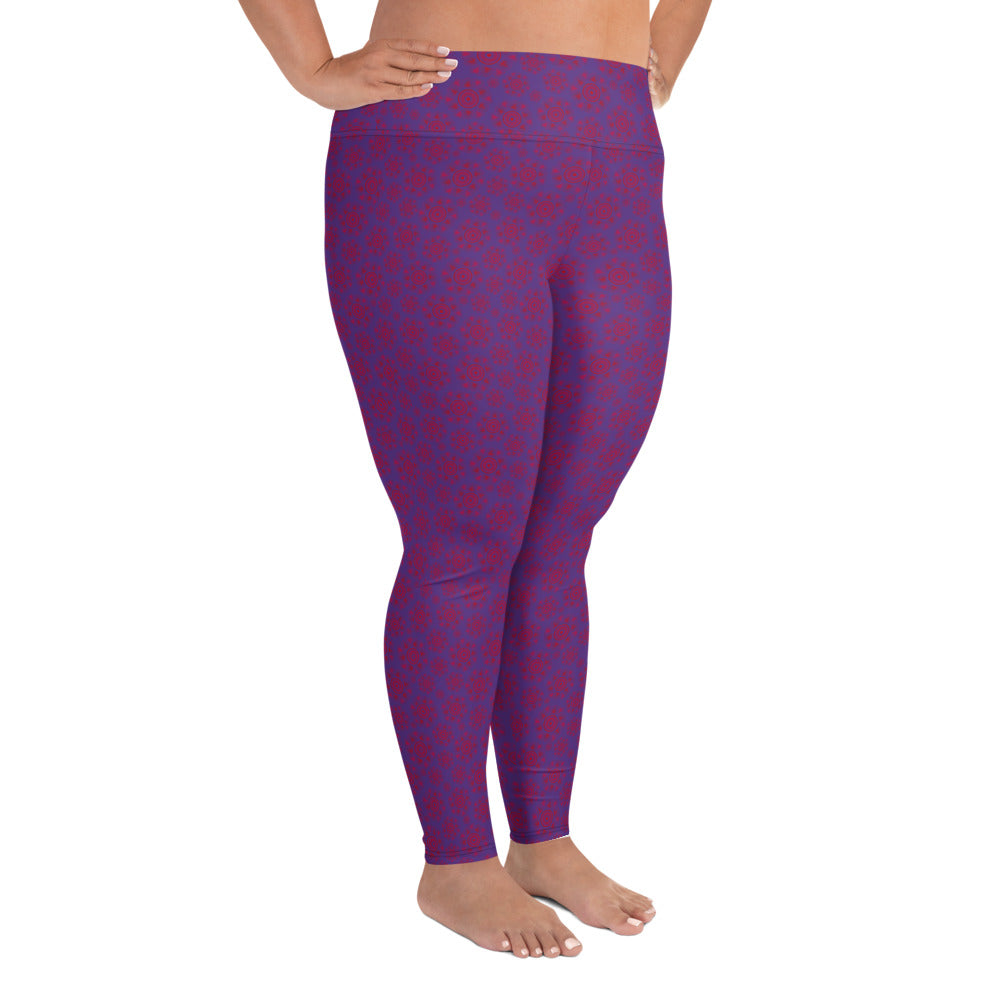 Aqua Waves High-Waisted Plus Size Leggings