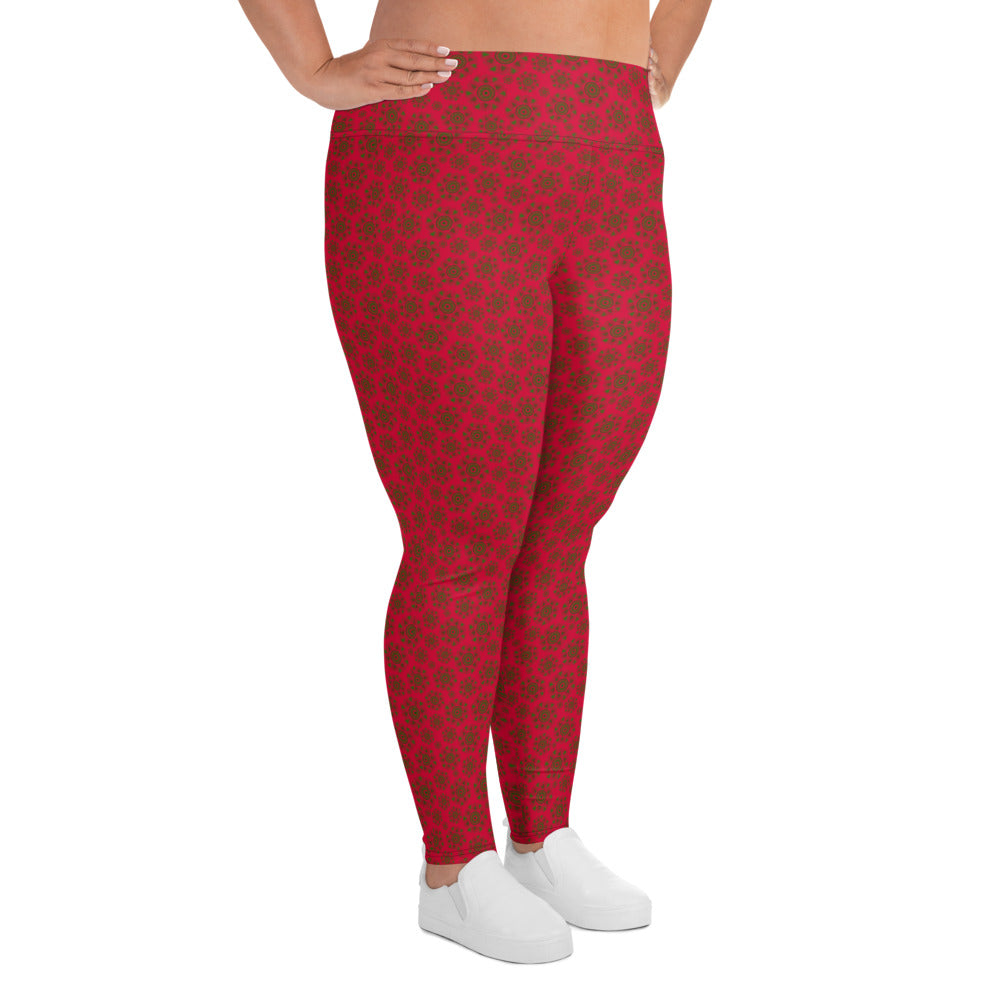 Rosebud Romance High-Waisted Plus Size Leggings