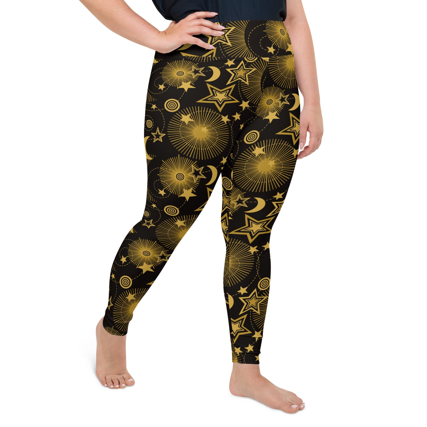 Starry Night Galaxy High-Waisted Plus Size Leggings for Curvy Queens